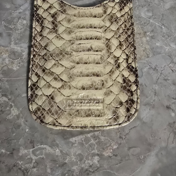 Henri Bendel Two Leather Snakeskin Print Card Holders Gold & Brown/Tan - Picture 2 of 14